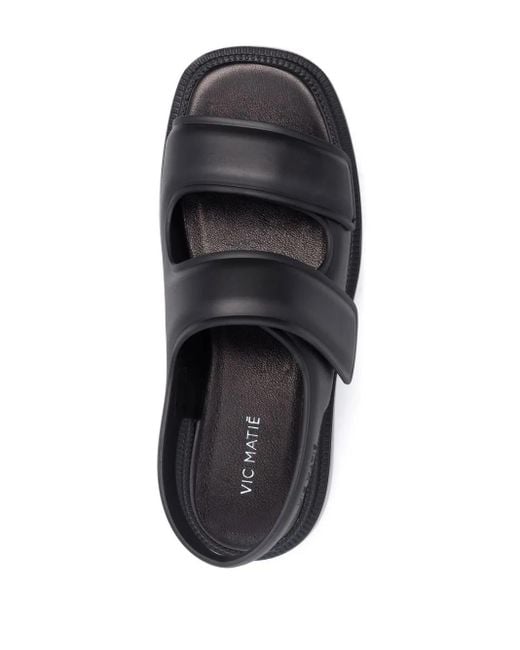 Vic Matié Gray Touch-Strap Leather Sandals