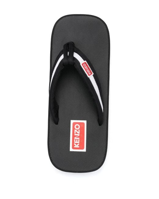 Tongs Rayées À Patch Logo KENZO pour homme en coloris Black