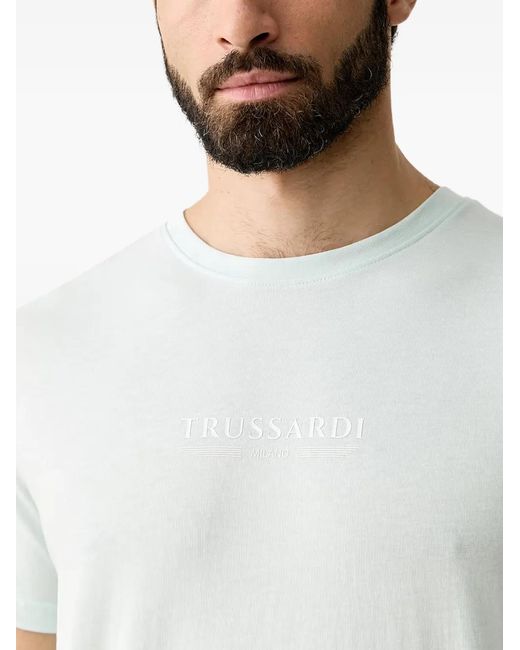 Trussardi White Logo-Print Crew-Neck T-Shirt for men