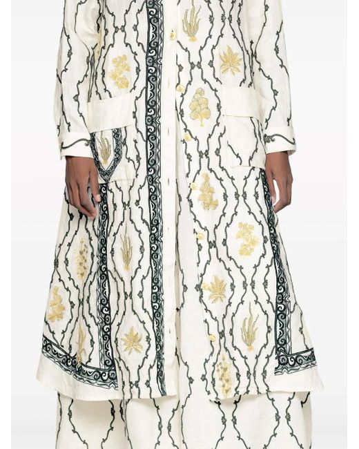 Pantalones palazzo Marea Calado con diseño bordado Agua Bendita de color White