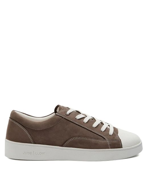 Jude Llow Brown Nubuck-Leather Low-Top Sneakers for men