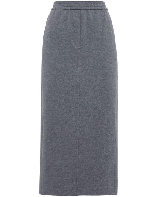 Falda midi con cinturilla elástica Brunello Cucinelli de color Gray