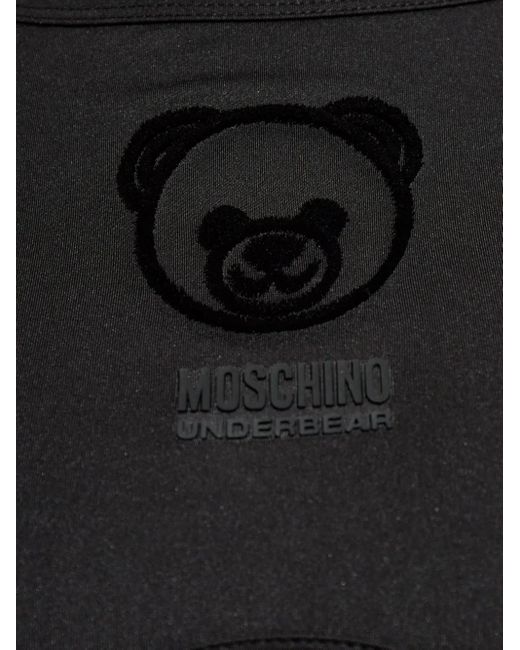 Moschino Black Teddy Bear-Motif Sports Bra
