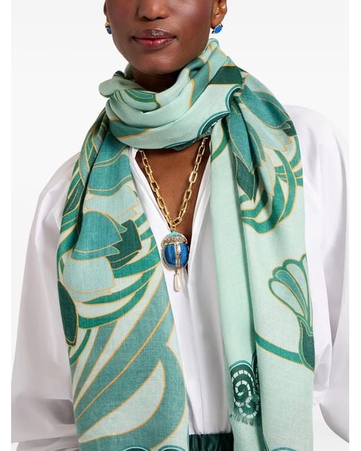 LaDoubleJ Green Floral Print Scarf