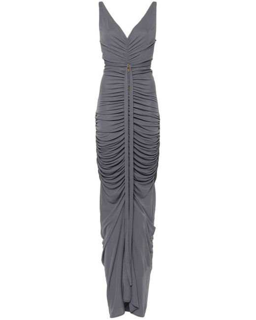 Elisabetta Franchi Gray Red Carpet Gathered Gown