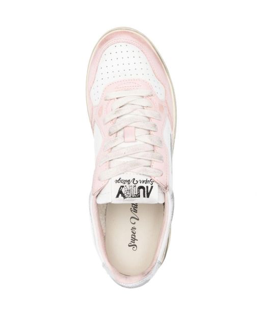 Autry White Medalist Distressed Leather Sneakers