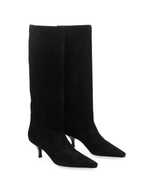 Paris Texas Black Rose Pointed-Toe Boots