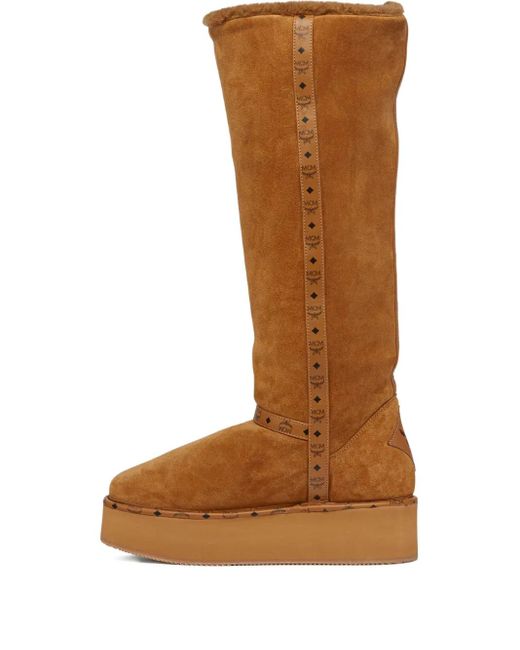 MCM Brown Bottes En Daim À Plateforme