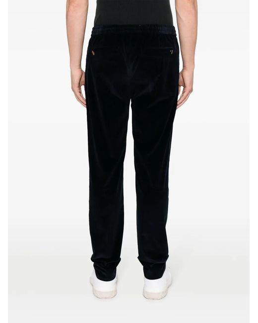 PT Torino Blue Drawstring-Waist Straight-Leg Corduroy Trousers for men