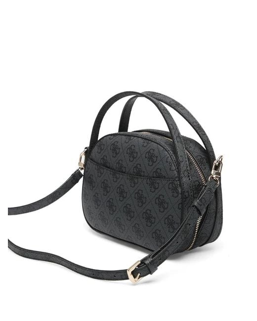 Guess Black Coleen Monogram-Print Logo-Plaque Tote Bag