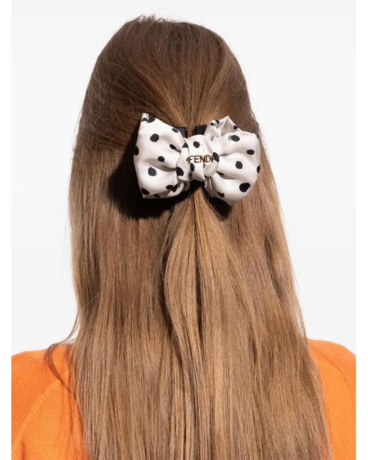 Fendi White Polka-Dot Hair Clip