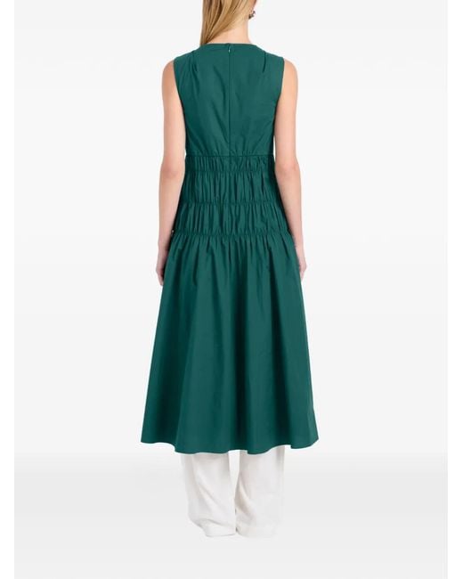 Proenza Schouler Green Smocked Poplin Midi Dress