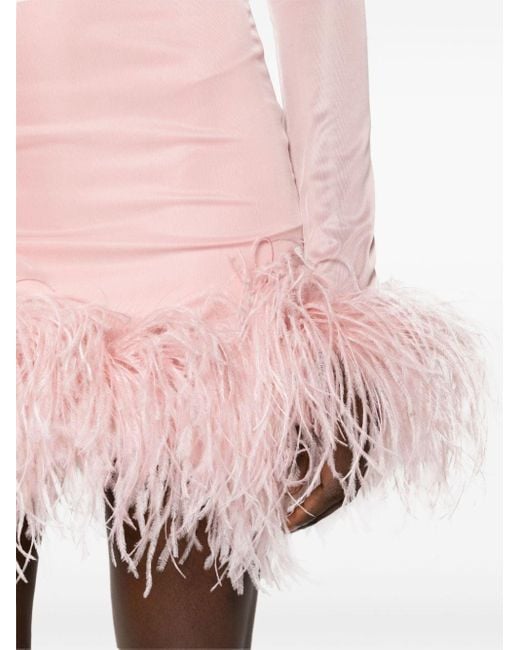 16Arlington Pink Drapiertes Luna Minikleid mit Federbesatz
