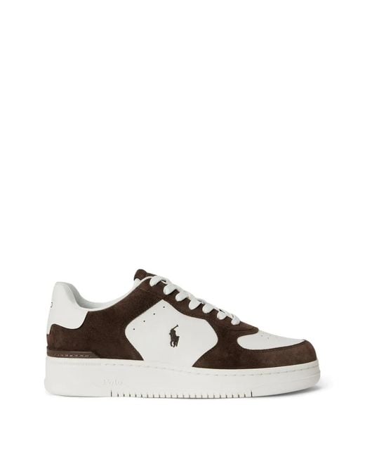 Polo Ralph Lauren White Masters Court Leather-Suede Trainers for men