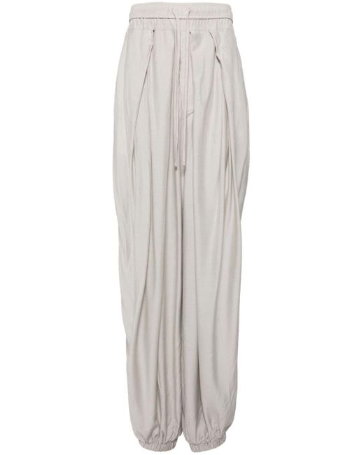 Julius White Pleated Loose-cut Trousers for men