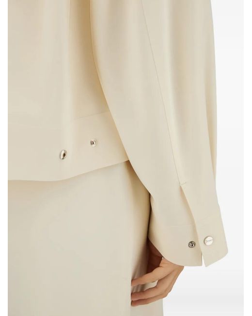 Herno White Zip-Up Boxy Cropped Jacket