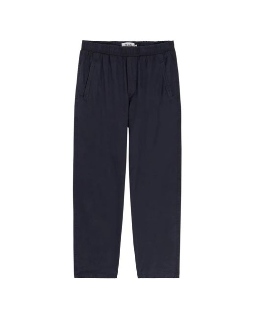 Wax London Blue Elasticated-Waist Cotton Straight-Leg Trousers for men