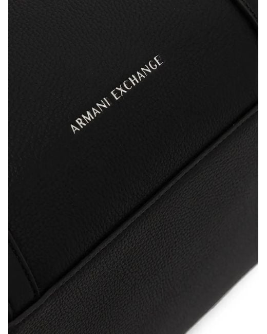 ARMANI EXCHANGE Black Logo-Detail Tote Bag