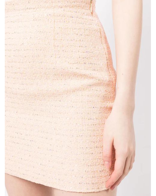 Alessandra Rich Natural Sequin-Embellished Tweed Miniskirt