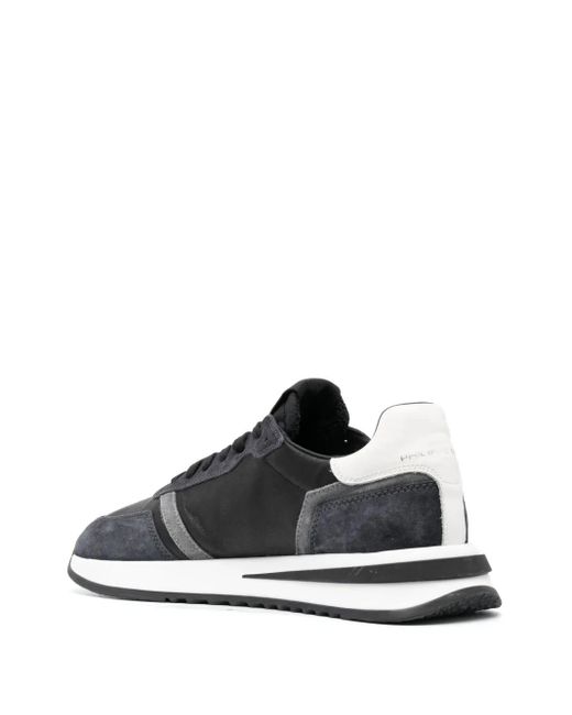 Philippe Model Black Tropez Calfskin Leather Sneakers With Logo for men