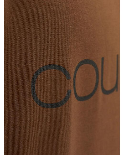 Courreges Brown Logo-Print T-Shirt for men