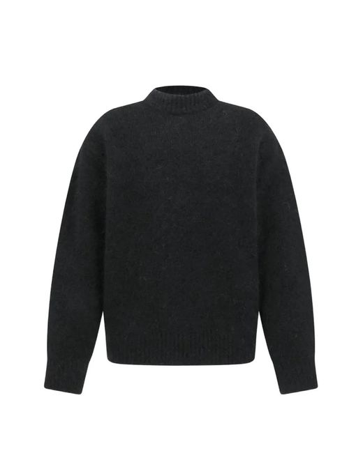 Amomento Black Brushed Mock-Neck Sweater
