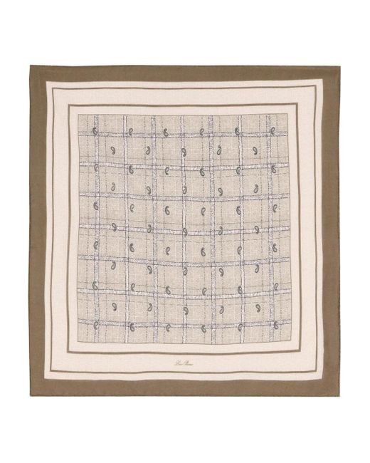 Paisley-pattern grid scarf Loro Piana de hombre de color Natural