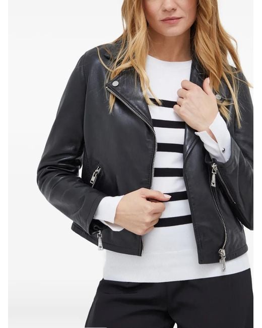 Guess Gray Zip Leather Jacket