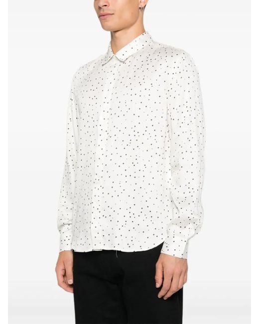 John Varvatos White Dotted-Pattern Shirt for men