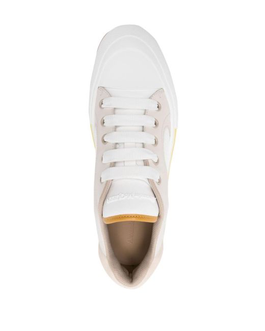 Alexander McQueen White Seal-embroidered Leather Sneakers for men