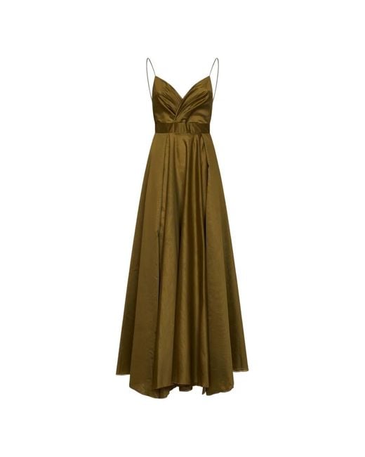 Blanca Vita Green Wrap-Front Gathered Maxi Dress