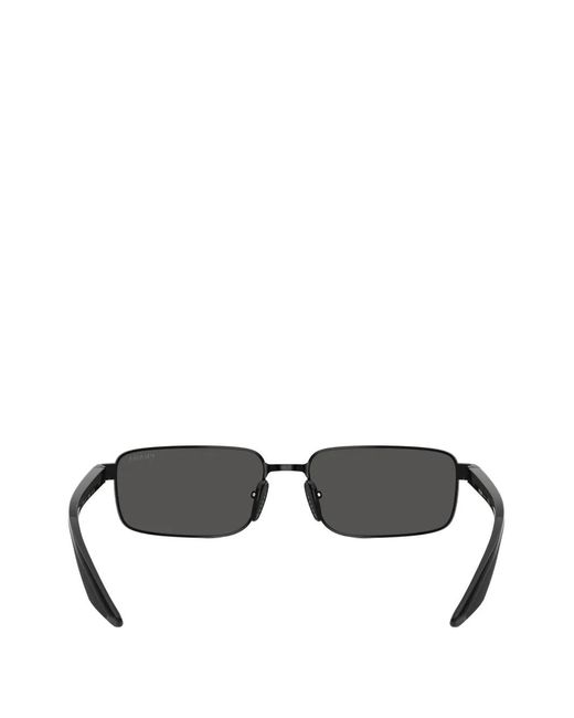 Prada Linea Rossa Black Rectangle-Frame Sunglasses for men