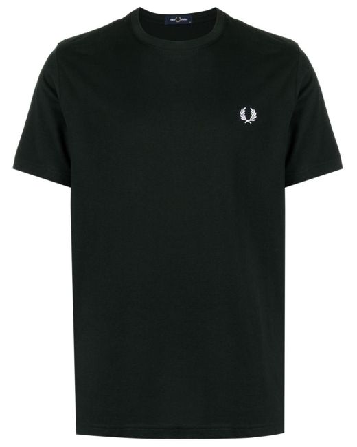 T-shirt con ricamo di Fred Perry in Black da Uomo