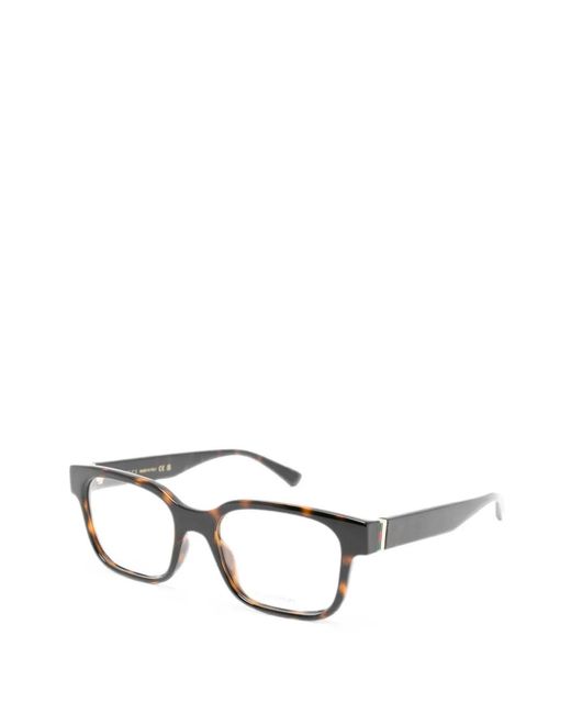 Gucci Brown Tortoiseshell-Effect Rectangle-Frame Glasses