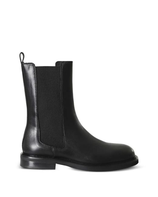 Poeve Black Elasticated-Panel Chelsea Ankle Boots