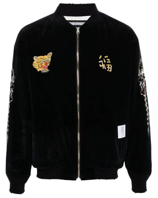 Neighborhood Black Savage Velvet Bomber Jacket for men