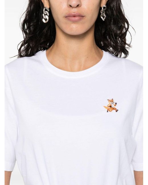 Camiseta con aplique Speedy Fox Maison Kitsuné de color White