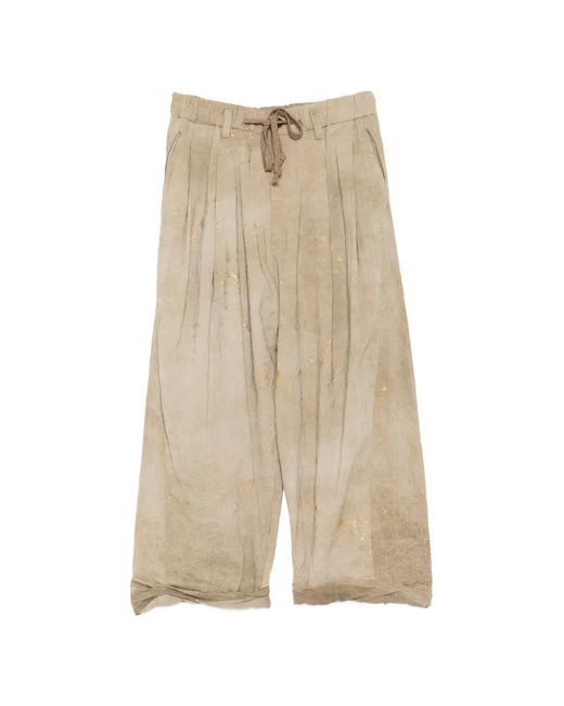 Ziggy Chen Natural Drawstring Wide-Leg Trousers for men