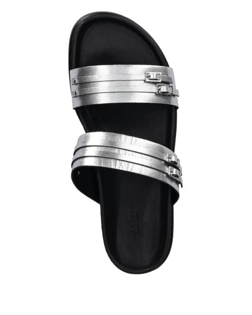 Vagabond White Buckle-Detail Leather Slides