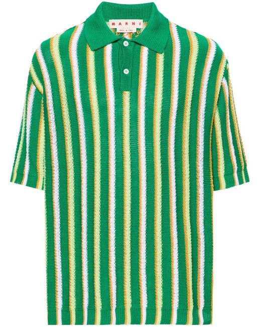 Marni Gehäkeltes Poloshirt mit Streifen in Green für Herren