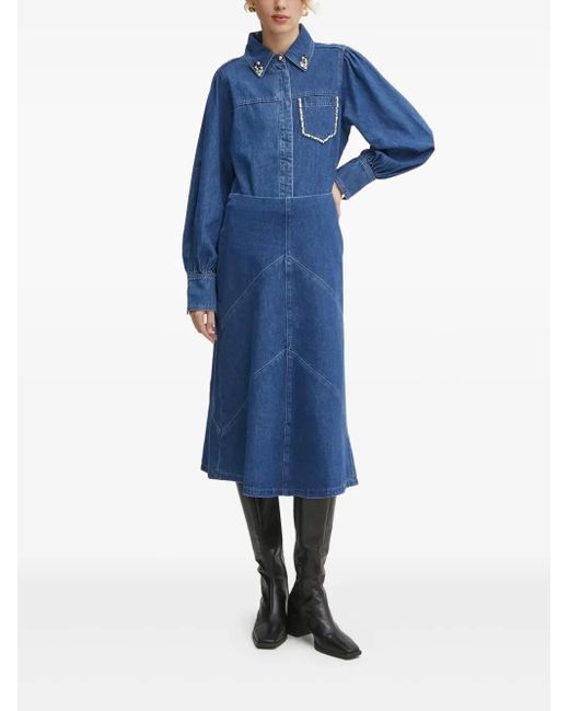 Bruuns Bazaar Blue Embellished Denim Shirt