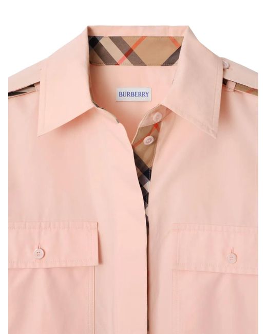 Vestido camisero de algodón y popelina con cierre oculto Burberry de color Pink