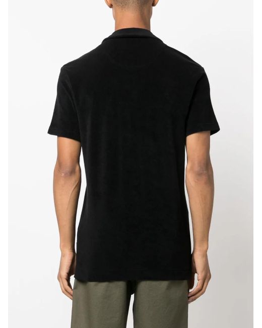 Orlebar Brown Black Terry-Cloth Cotton Polo Shirt for men