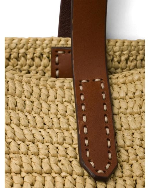 Prada Brown Medium Crochet And Leather Tote Bag