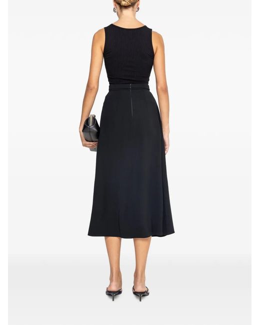 Nissa Black High-Waisted Midi Skirt