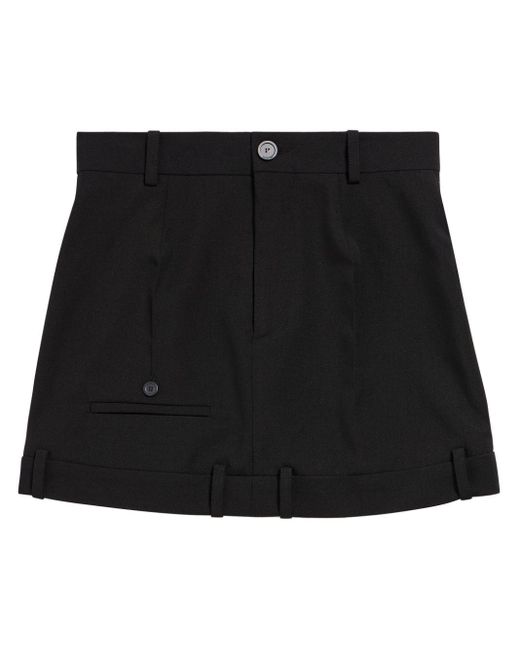 Balenciaga Black Deconstructed Wool Miniskirt