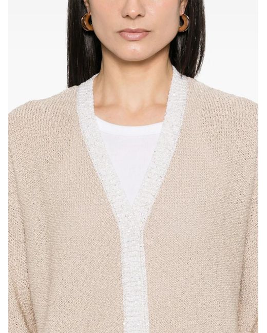 Peserico Natural Cardigan Mit Pailletten