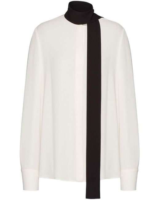 Blusa georgette con detalle de fular Valentino Garavani de color White