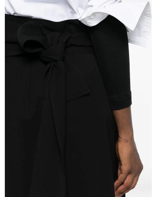 Marie Adam-Leenaerdt Black Tie-Fastening Wrap Maxi Skirt