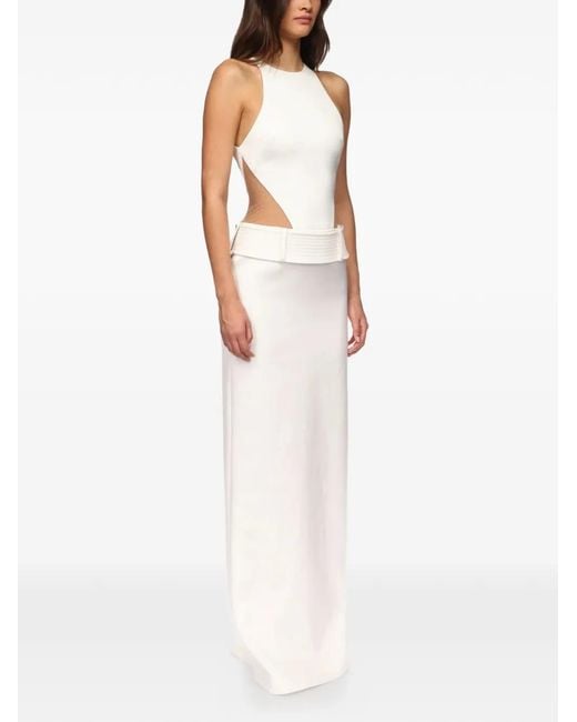David Koma White Cut-Out Belted Gown